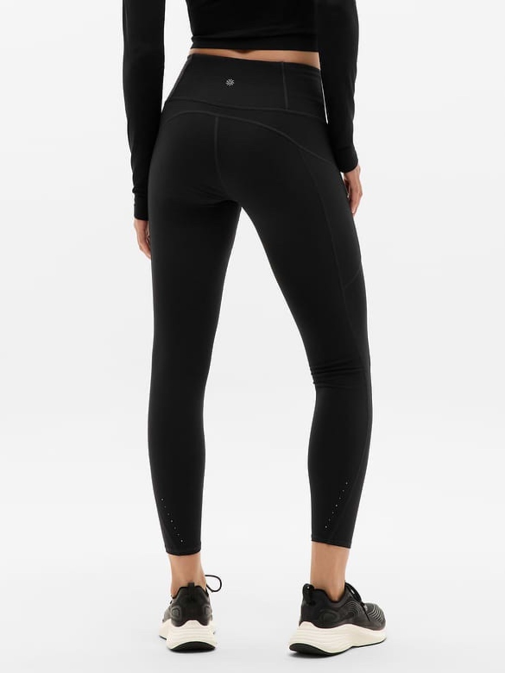 Athleta Rainier High Rise Leggings Black Fleece Lined Zip Pocket M